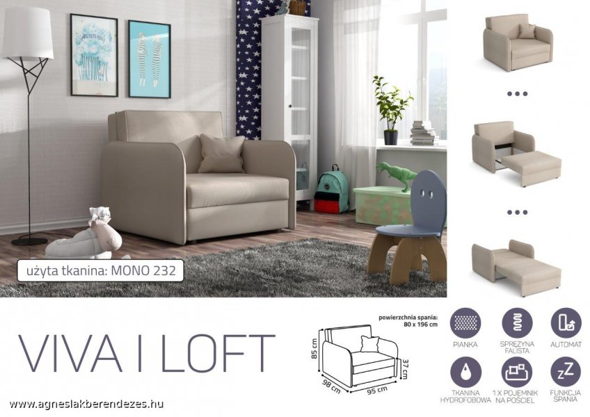 viva loft kanapé előre nyíló ágyneműtartós kihúzható kis méretű